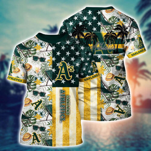 MLB Oakland Athletics 3D T-Shirt Tropical Triumph Threads For Fans Sports