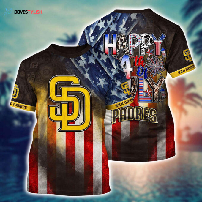 MLB San Diego Padres 3D T-Shirt Baseball Bloom Burst For Fans Sports