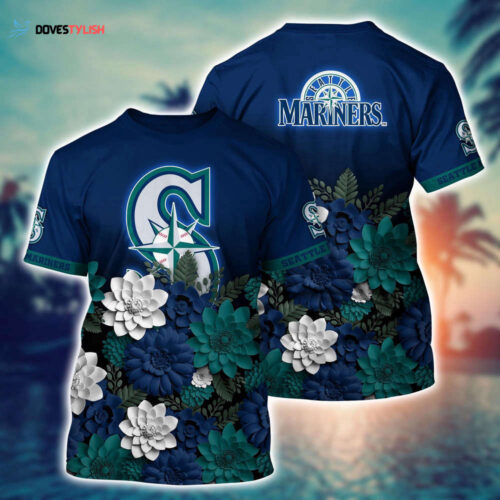 MLB Seattle Mariners 3D T-Shirt Blossom Bliss Fusion For Fans Sports