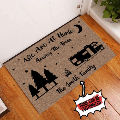 Personalized Doormat Camping We Are At Home Among The Trees