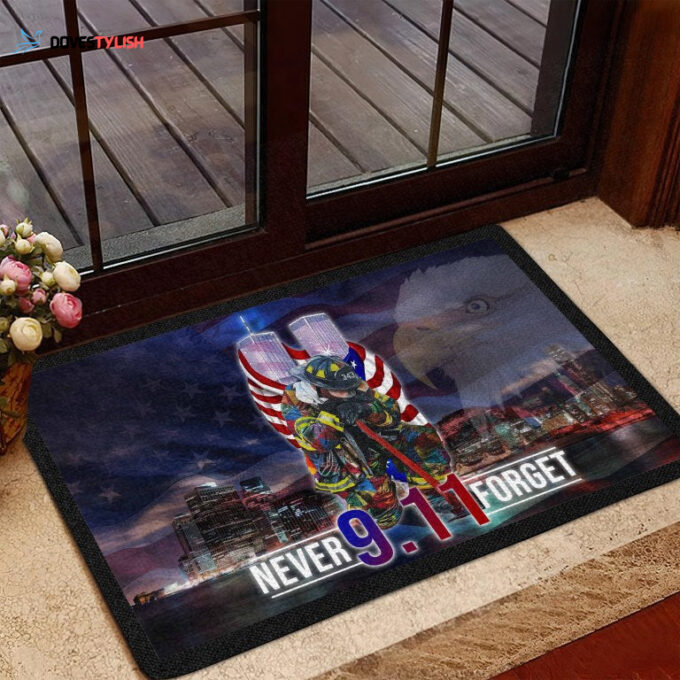 20th Anniversary 9/11 Memorial Never Forget Doormat Patriot Welcome Mat