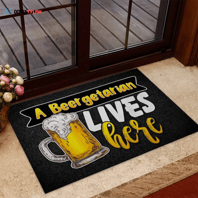 A Beergetarian Lives Here – Beer Easy Clean Welcome DoorMat