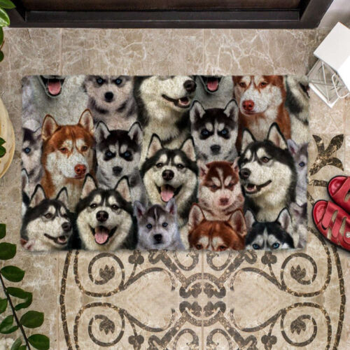 A Bunch Of Huskies Doormat gift for Husky dog lovers Doormat