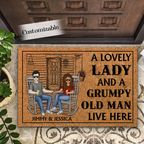 A Lovely Lady And A Grumpy Old Man Personalized Doormat Gift For Couple