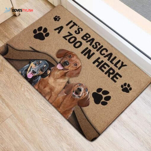A Zoo In Here Dachshund Easy Clean Welcome DoorMat | Felt And Rubber | Home Decor 2024