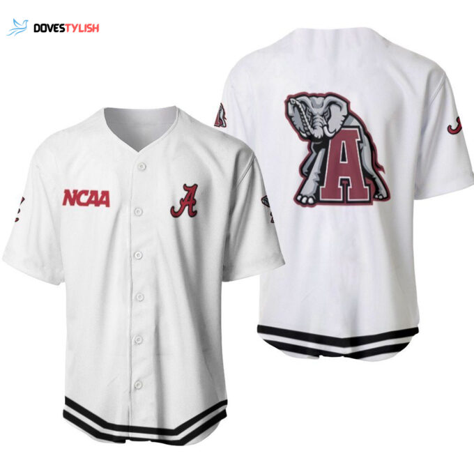 Alabama Crimson Tide Classic White With Mascot Gift For Alabama Crimson Tide Fans Baseball Jersey
