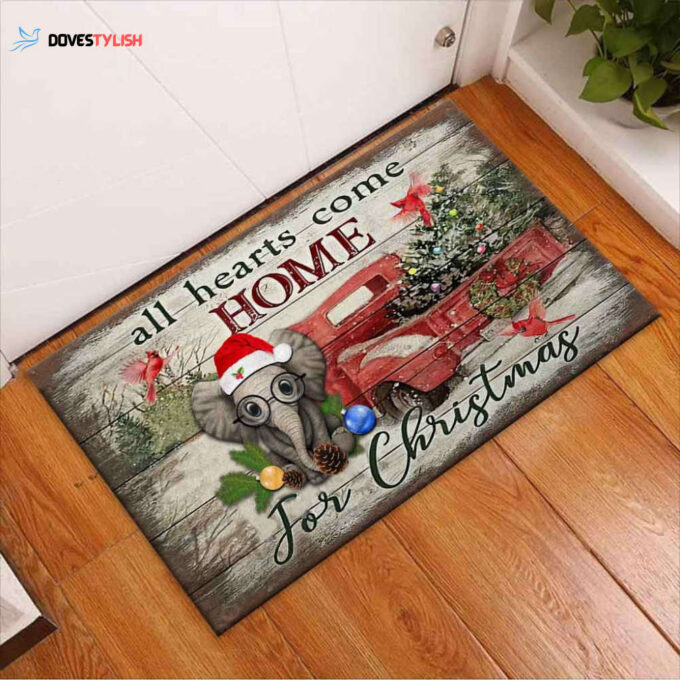 All Hearts Come Home For Christmas Easy Clean Welcome DoorMat