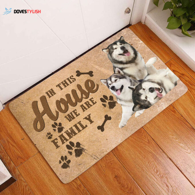 Amazing Alaskan Malamute Family Dog Doormat Welcome Mat House Warming Gift Home Decor Gift for Dog Lovers Funny Doormat Gift Idea