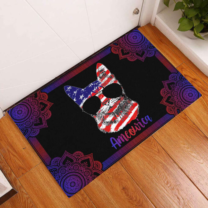 Ameowica Cat American Flag Patriot Doormat HN