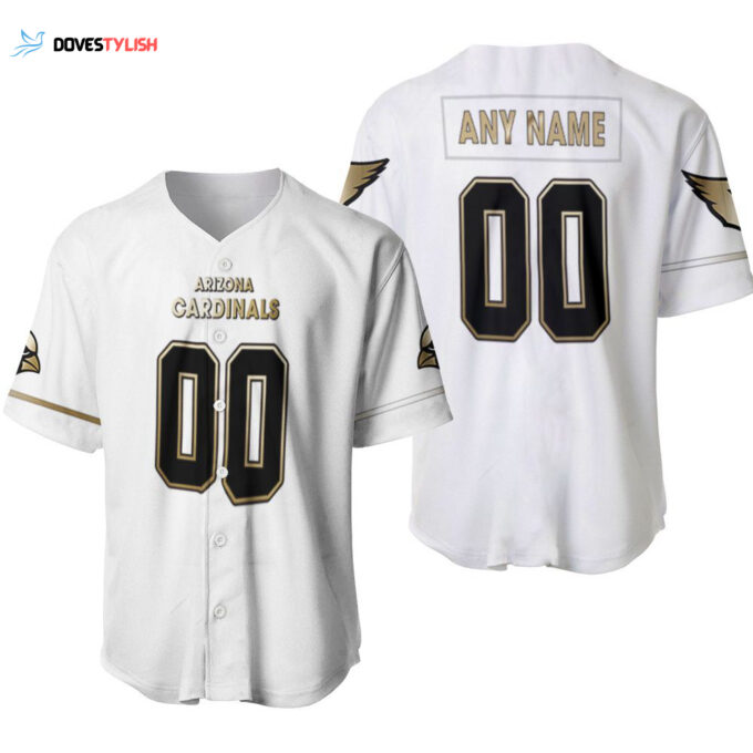 Arizona Cardinals American Football White 100th Season Golden Edition Desiged Allover Custom Gift For Arizona Fans Baseball Jersey