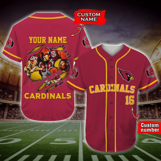 Arizona Cardinals Personalized Baseball Jersey