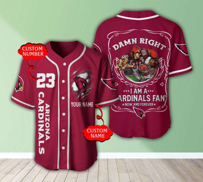 Arizona Cardinals Personalized Baseball Jersey Gift for Men Dad