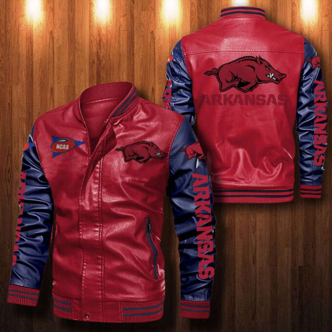 Arkansas Razorbacks Leather Bomber Jacket