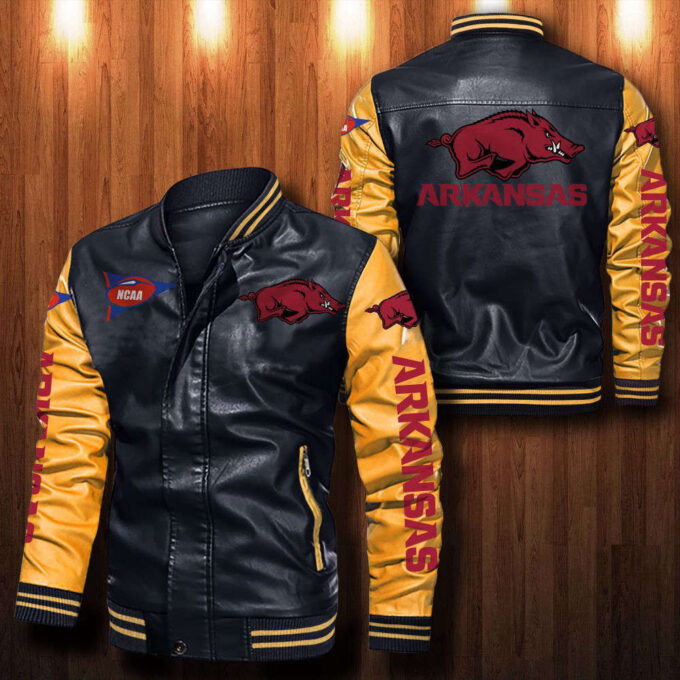 Arkansas Razorbacks Leather Bomber Jacket