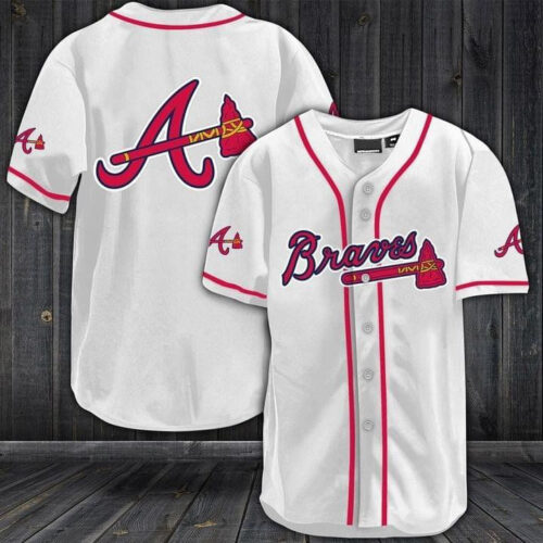 Atlanta Braves Baseball Team White Designed Allover T-Shirt Gift For Braves Fans Baseball Jersey
