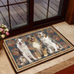 Australian Shepherd Flower Paw – Dog Doormat Welcome Mat House Warming Gift Home Decor Gift for Dog Lovers Funny Doormat Gift Idea