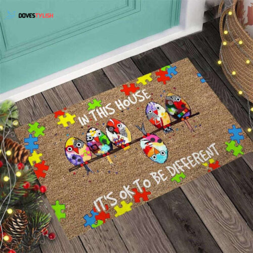 Autism Doormat In This House Its Ok To Be Different Autism Awareness Doormat Greeting Home Indoor Outdoor Welcome Mat Gift for Friend Family