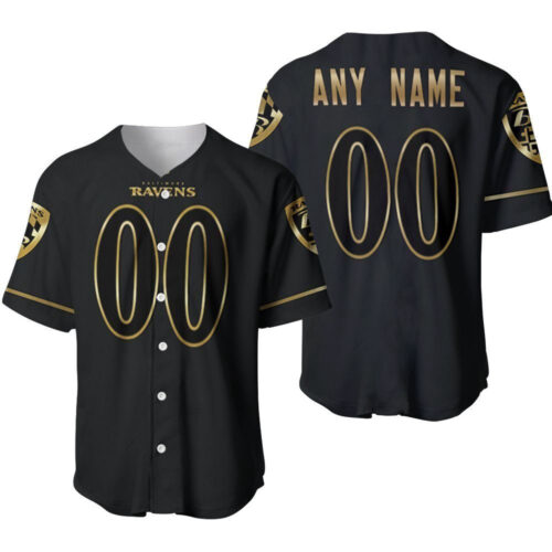 Baltimore Ravens American Team Black Golden Edition Vapor Designed Allover Custom Gift For Baltimore Fans Baseball Jersey