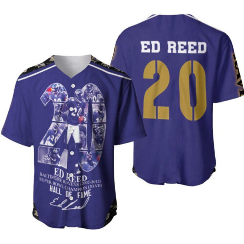 Baltimore Ravens Ed Reed 20 Hall Of Fame Best Player America Football Designed Allover Gift For Ravens Fans Baseball Jersey