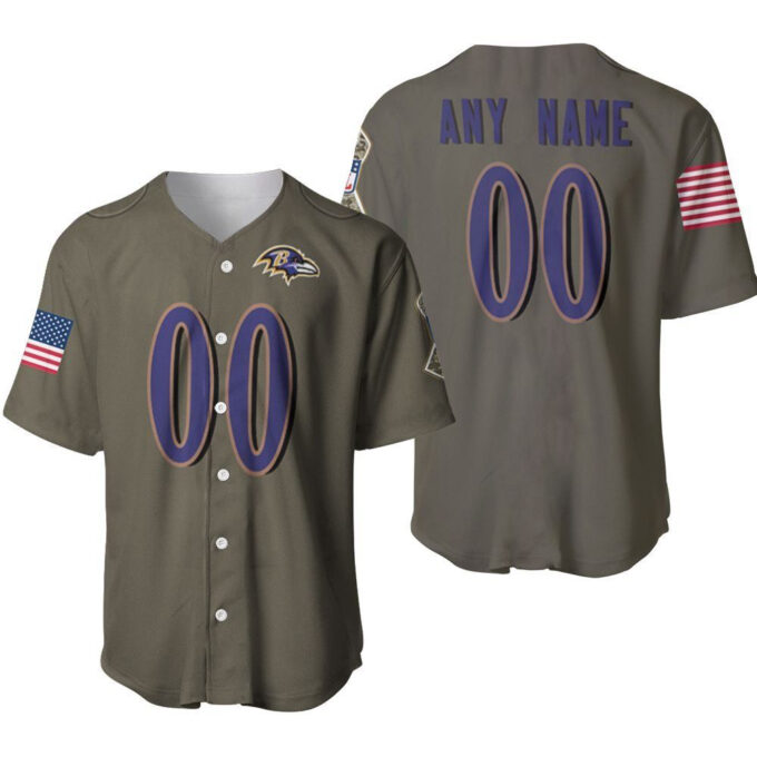 Baltimore Ravens Football Deion Sanders Salute To Service Retired Player Olive Designed Allover Custom Gift For Baltimore Fans Baseball Jersey