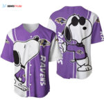 Baltimore Ravens Snoopy Lover Printed Baseball Jersey
