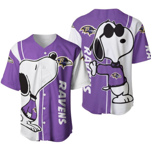 Baltimore Ravens Snoopy Lover Printed Baseball Jersey Gift for Men Dad