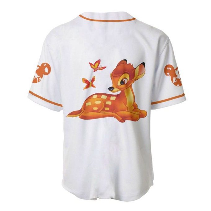 Bambi Life in the Woods Orange Stripes Patterns Disney Unisex Cartoon Casual Outfits Custom Baseball Jersey Gift for Men Dad