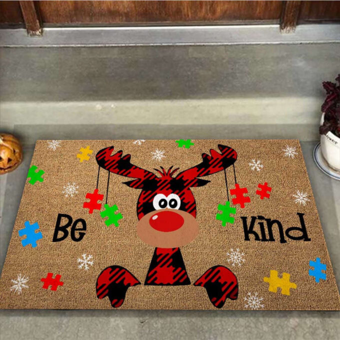 Be Kind Reindeer Autism Awareness Doormat Autism Home Decor Autism Awareness Gift Idea HT