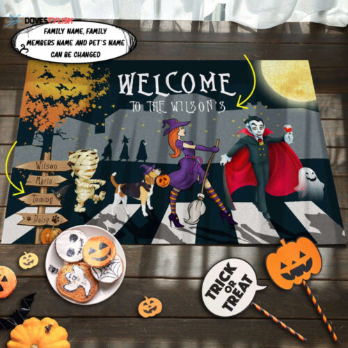 Beagle Family Halloween Personalized Doormat Home Decor 2024