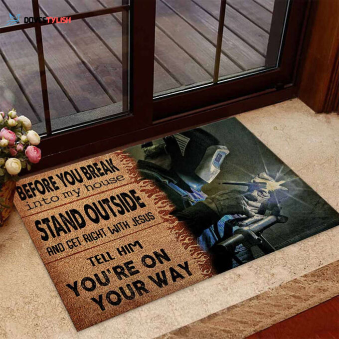 Before You Break Into My House Easy Clean Welcome DoorMat