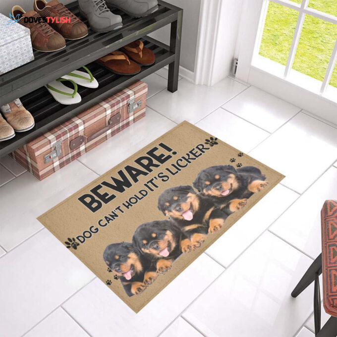 Beware Dog Can’t Hold It’s Licker Rottweiler Puppy Doormat Welcome Mat Housewarming Gift Home Decor Gift For Dog Lovers Funny Doormat