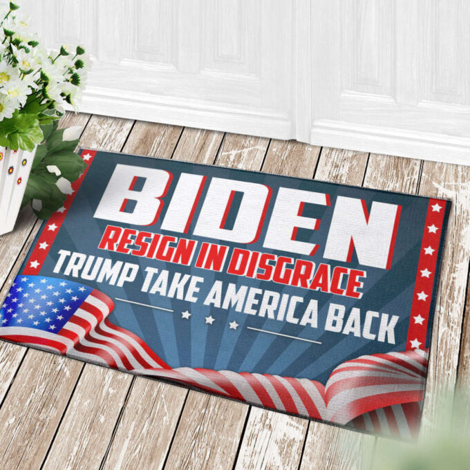 Biden Resign In Disgrace Trump Take American Back Outdoor Indoor Doormat