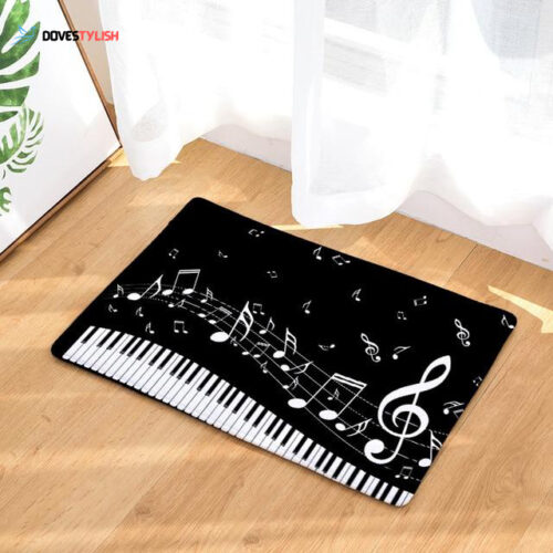 Black Music Notes Doormat Indoor and Outdoor Doormat Warm House Gift Welcome Mat Birthday Gift for Music Lovers Piano Lover