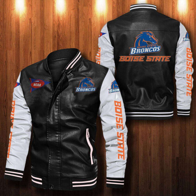 Boise State Broncos Leather Bomber Jacket