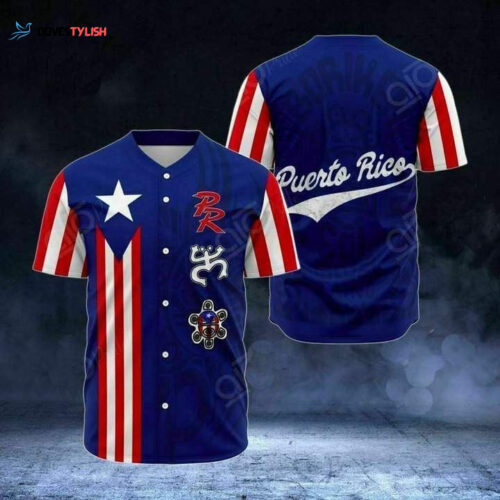 Puerto Rico Flag Funny Sketch Baseball Jersey Personalized