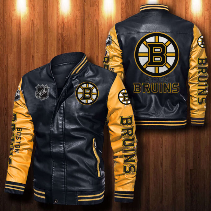 Boston Bruins Leather Bomber Jacket