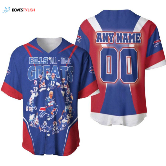 Buffalo Bills All-Time Greats Legends Coach And Team Designed Allover Gift With Custom Name Number For Bills Fans Baseball Jersey