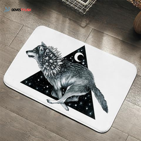 BW Crystallized Wolf Easy Clean Welcome DoorMat