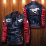 Calgary Stampeders Leather Bomber Jacket