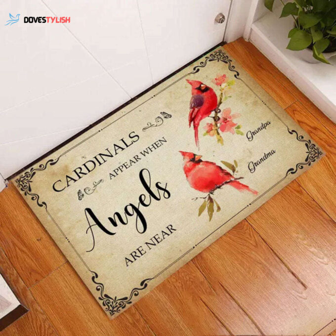 Cardinals Appear When Angels Are Near Memorial Doormat Floor Rug Housewarming Gift Home Living Home Decor Funny Doormat Gift Idea