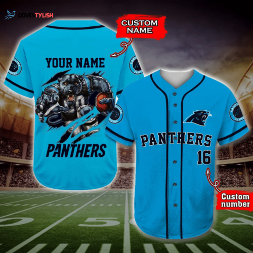 Carolina Panthers Personalized Baseball Jersey