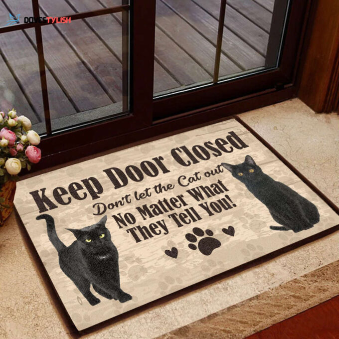 Cats Keep Door Closed – Cat Doormat Welcome Mat Housewarming Gift Home Decor Gift For Cat Lovers Funny Doormat Gift Idea