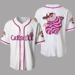 Chesire Cat Alice In Wonderland White Pink Disney Unisex Cartoon Graphics Casual Outfits Custom Baseball Jersey Gift for Men Dad