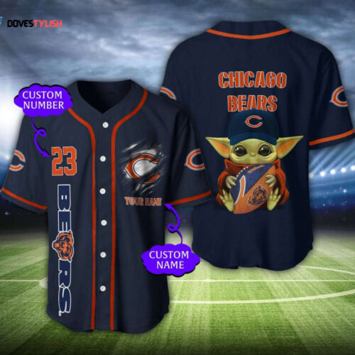 Chicago Bears Personalized Baseball Jersey Gift for Men Dad
