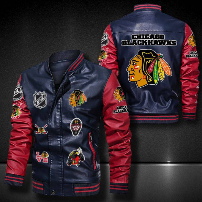 Chicago Blackhawks Leather Bomber Jacket