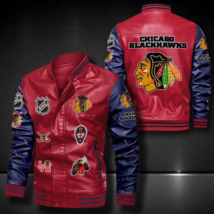 Chicago Blackhawks Leather Bomber Jacket