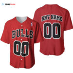 Chicago Bulls Basketball Team Throwback Red Baseball Jersey