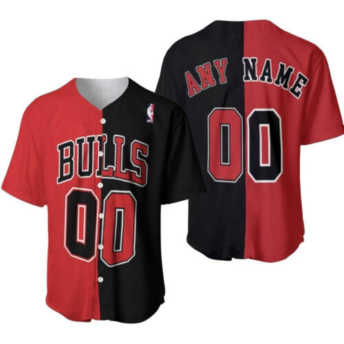 Chicago Bulls Basketball Team Throwback Red Black Baseball Jersey