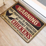 Chicken Warning This Property Is Protected Easy Clean Welcome DoorMat