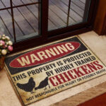 Chicken Warning This Property Is Protected Easy Clean Welcome DoorMat
